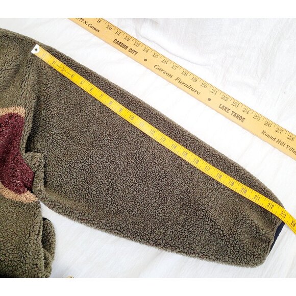 Vintage ‘00s Woolrich Green Red Two Tone Fleece Henley Jacket Mens Size XL - Picture 8 of 12